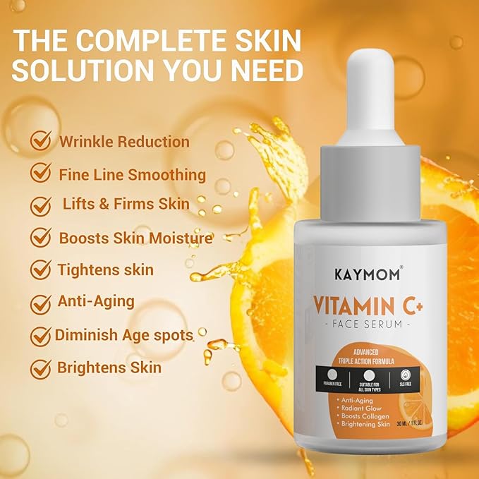 Vitamin C Facial Serum with Hyaluronic Acid and Vitamin E, Lightweight Daily Skincare Serum for Radiance and Hydration, Dropper Bottle, 30 ml / 1 fl oz