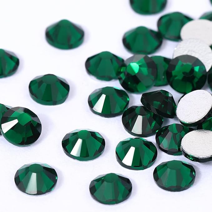 Emerald Rhinestones Flatback Rhinestone for Crafts Glass Nail Rhinestones Nail Gems Crystals for Makeup Bags Shoes Decoration DIY(SS12,1440pcs,Emerald)