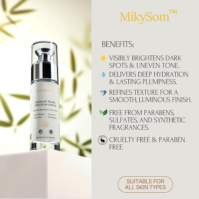 MikySom™ Radiant Pearl Infusion Face Serum with Vitamin C – Brightening & Hydrating (30ml)