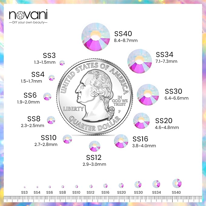 Novani 2880pcs Rhinestones, Flatback Loose Gemstones Glass Rhinestones for Clothes Shoes Crafts Makeup Nail Art and DIY Decorations(SS3, Crystal AB)