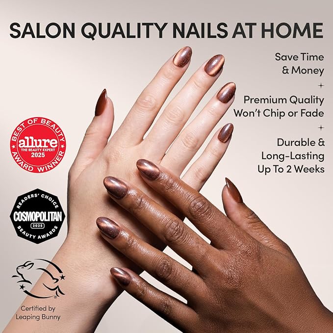 Glamnetic Press On Nails - Magnetic Moscow | Short Oval Fake Nails with a Cat-Eye Magnetic Velvet Finish, Salon Quality Halloween Nails | 15 Sizes - 30 Nail Kit with Glue