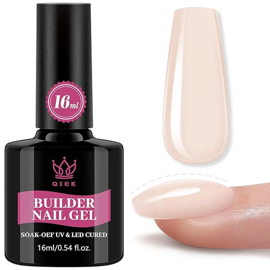QIEK Builder Nail Gel Polish, 8-in-One Building Strengthener Apex Enhancement Extension Hard Jelly Nude Gel Polish LED Lamp Cured Rubber Base Coat for DIY Manicure Home Beauty Gifts for Women