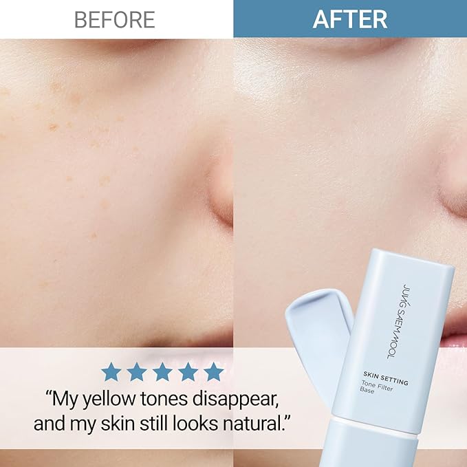 JUNG SAEM MOOL Skin Setting Tone Filter Base 1.35 Fl Oz, Blue-Tone Correcting Primer for Yellow and Dull Skin, Hydrangea Collagen for Hydration, Pore-Smoothing Face Primer, Korean Base Makeup