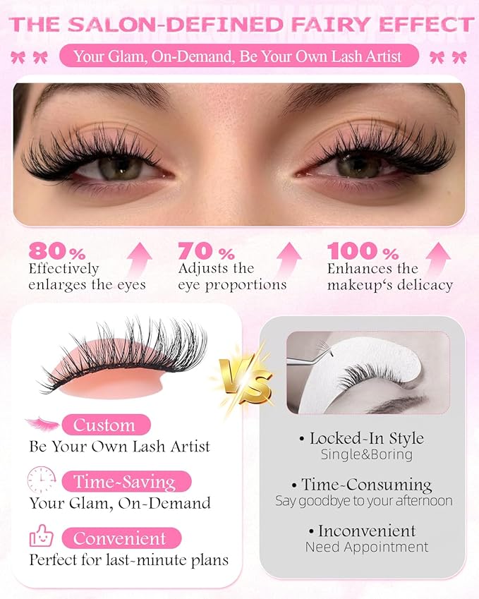 Wtvane Lash Clusters Wispy Eyelash Clusters Natural Lash Extensions 8-16mm Cluster Eyelash Extensions Fairy Lashes Clusters with Soft Thin Lash Band C-Curly Individual Lashes Anime Eyelashes Cluster
