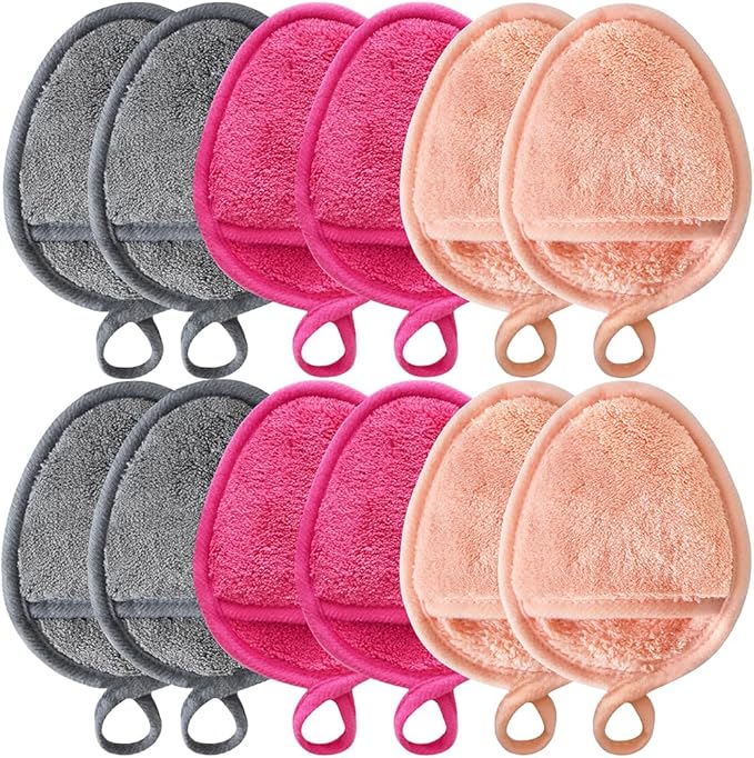 Reusable Makeup Remover Pads Soft Makeup Remover Cloths Washable Facial Makeup Cleansing Pads for Face,Lip,Eyes 12PCS