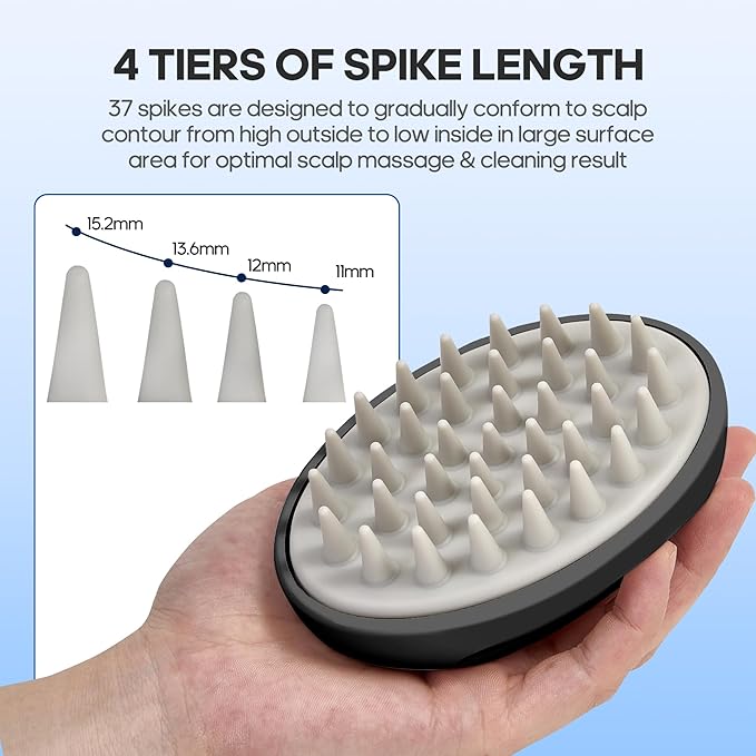 LISAAVO 3 in 1 Scalp Scrubber, Hair Scalp Massager, with 3 Replacement Brushes, Shampoo Brush for Relaxing, Deep Cleansing Exfoliator & Soothes itching - Wet/Dry Use for All Hair Types, Black