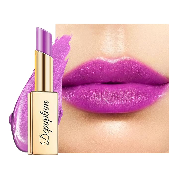 Depuplum Purple Lipstick Moisturizing for Women Shimmer Tinted Lip Balm Hydrating Nourishing Lip Gloss Vegan& Cruelty Free Lip Makeup, ZG122 Sweet