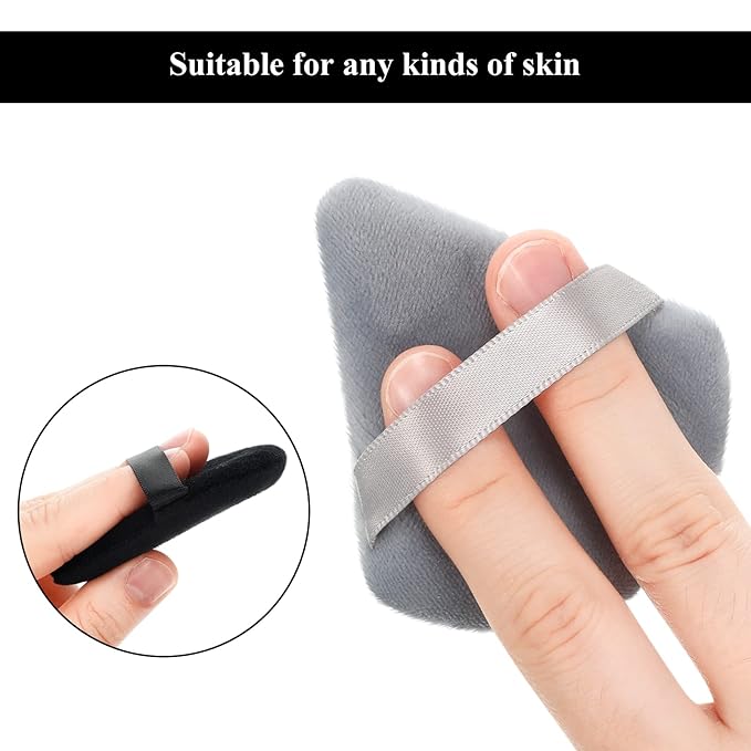 Maitys 12 Pcs Powder Puff Triangle for Face Makeup Cosmetic Loose Powder Puff Velour Soft Body Washable Reusable Foundation Sponge Wet Dry Makeup Tool for Women(Small,Black, Gray)