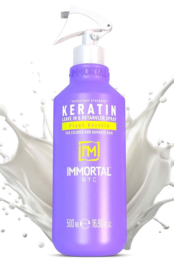 Immortal NYC Keratin, Leave-in Conditioner and Detangler Spray, 17 oz, For Colored and Damaged Hair