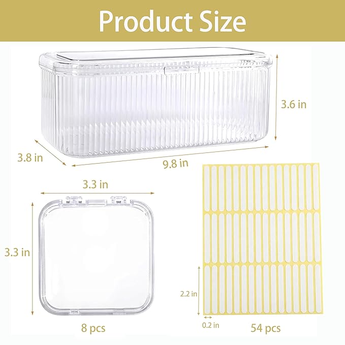 Press On Nail Organizer 8pcs Double Layer Nail Case And 1 Big Acrylic Storage Box For Press On Nail Packaging Clear Display Box Fake Nail Organizer With Double Sided Adhesive Tabs