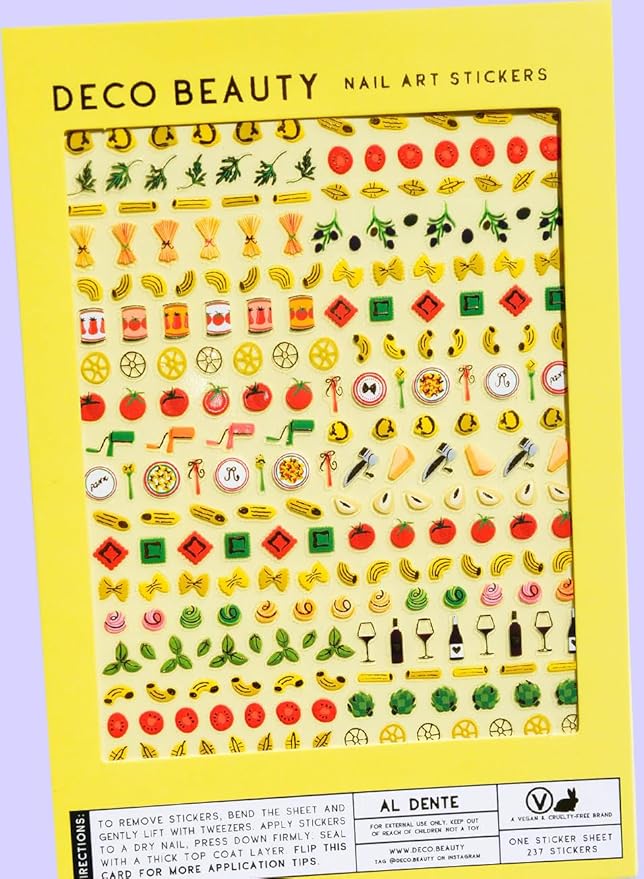 Deco Beauty Al Dente -Super Thin & Easy-to-Apply Nail Art with The Cutest Designs-Durable & Long-Lasting Nail Art Stickers and Decals for Women, for DIY at-Home Manicures & Salon-Quality Nails