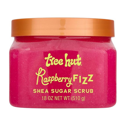Tree Hut Raspberry Fizz Shea Sugar Scrub, Exfoliating, Hydrating & Moisturizing Body Scrub with Shea Butter & Nourishing Essential Oils, Smooth & Soften Skin, 18 oz