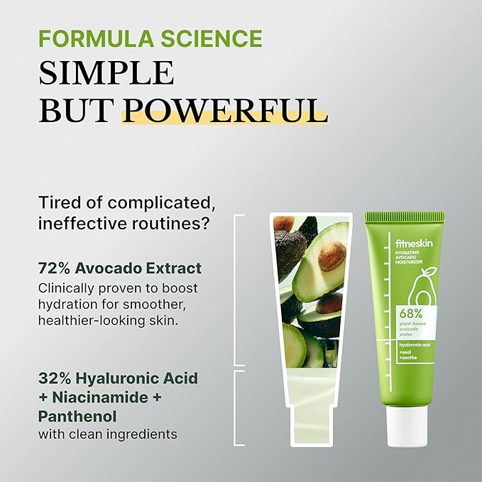 Hydrating Face Moisturizer – Avocado Extract, Panthenol – Deep Hydration Cream for Dry & Sensitive Skin – Barrier Repair, Fast Absorbing, Vegan, Fragrance-Free, Korean Skincare – 50ml