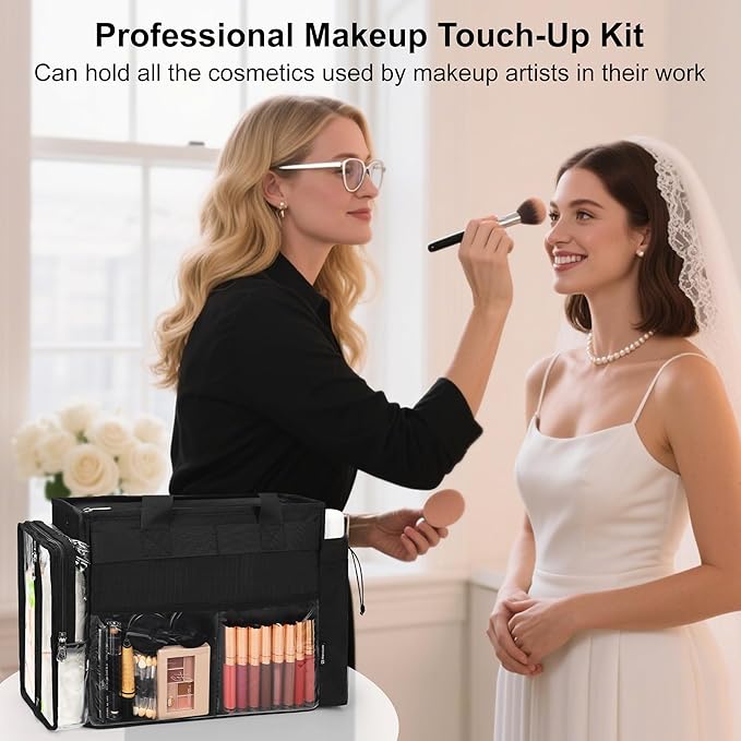 TANTO Travel Makeup Bag, Professional Makeup Artist Set Bag Extra Large Cosmetic Organizer Case Hair Stylist Travelling Duffle Bag with Adjustable Dividers for Makeup Beauty Lover Nurse Tote Bags