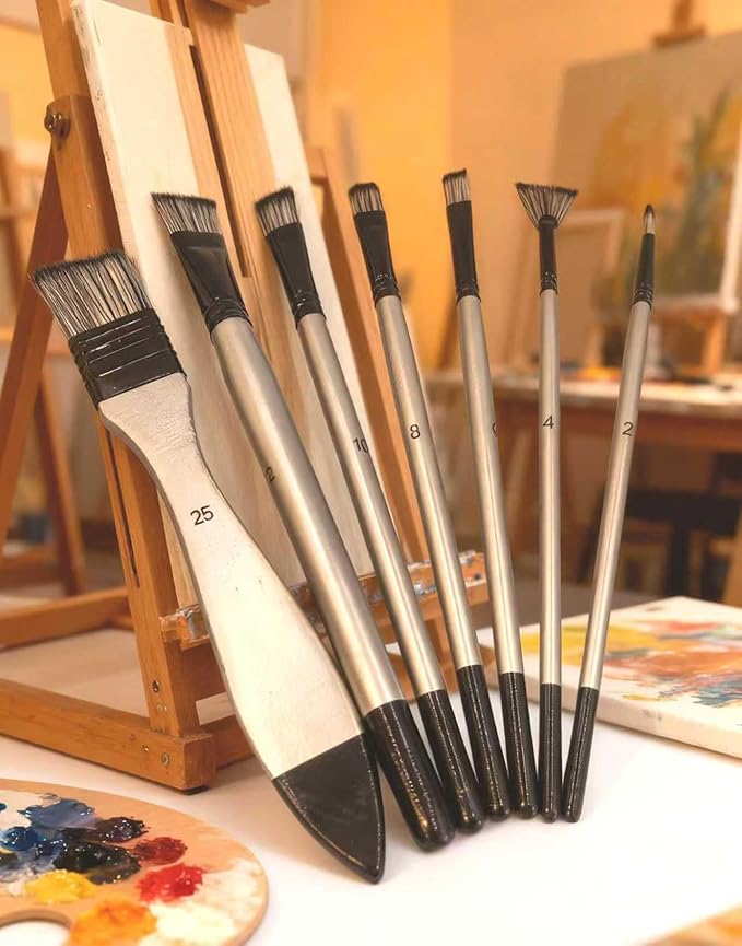 CPLAGYUEWZ Paint Brushes Set, 1 Pack 7 Pcs Round-Pointed Tip Nylon Hair Artist Acrylic Paint Brushes for Acrylic Painting Oil Watercolor, Face Nail Art, Canvas, Miniature Detailing & Rock Painting