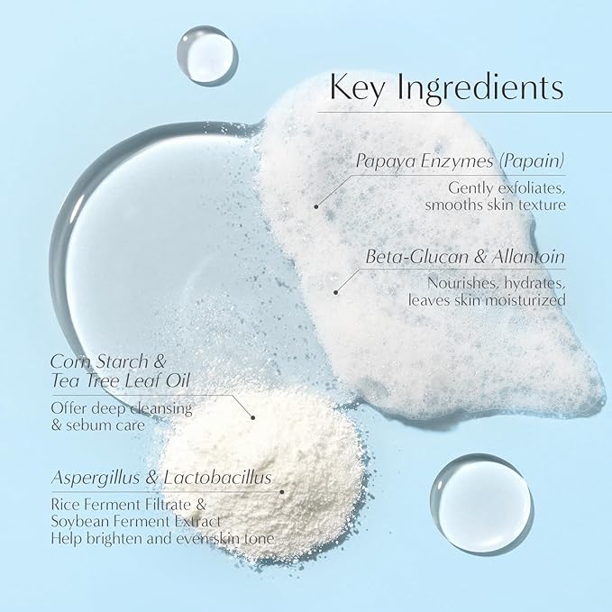 Petitfee B-Glucan Enzyme Wash 1g*20ea - Facial Cleanser, Cleansing Powder with Papaya Extract Papain, Rice Extract for Mild, Daily Exfoliation, Powder Soap, Cleansing Mask, Travel Size