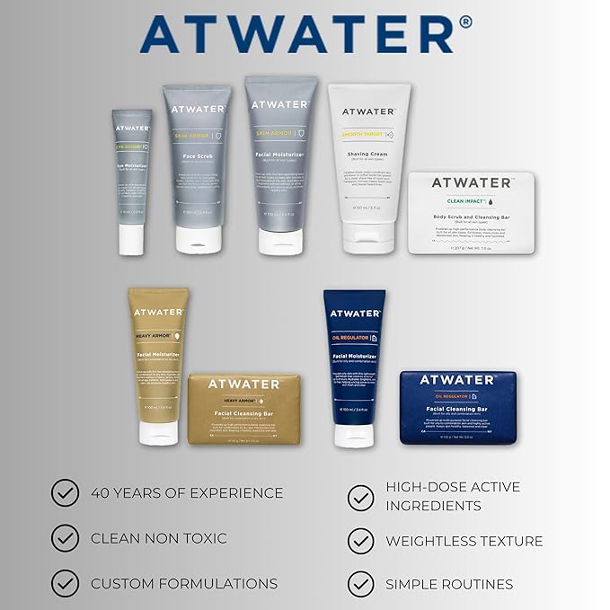 ATWATER Skin Armor Mineral Face Sunscreen SPF 50+, Ultra Light All-in-One Sunblock Moisturizer for Men and Women, Water & Sweat Resistant - 1.7 oz (2-Pack)