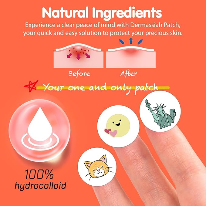 Acne Pimple Patches for Face 54 Count with Mirror Case for Day & Night Use - Hydrocolloid Pimple Pads, Emoji-Themed Blemish Dots, Clear Skin Treatment (Dog)