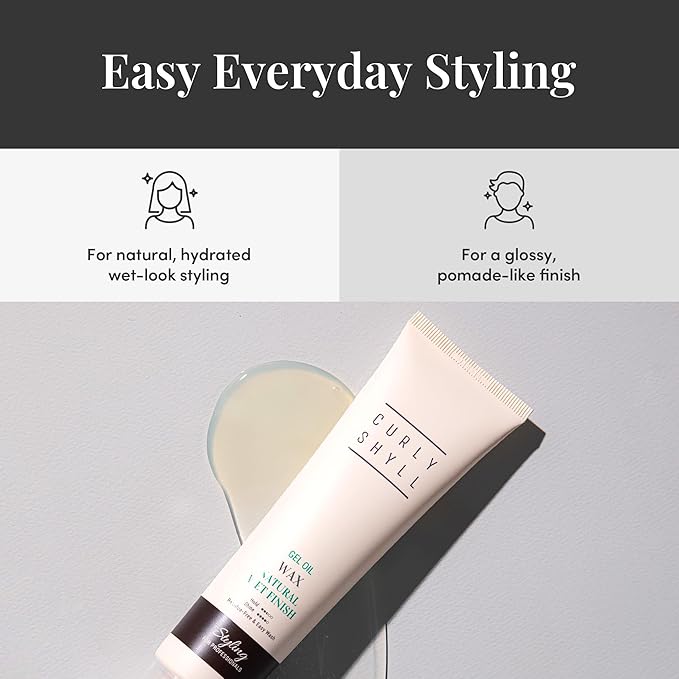 CURLYSHYLL Gel Oil Wax | Natural-Looking Wet Hair Styling | Lightweight Oil-Based Texture | Non-Sticky Hold for Short to Medium Hair | 150ml