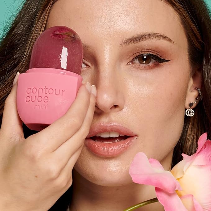Contour Cube Mini - Revolutionary Ice Roller for Sculpting & De-Puffing - Face Ice Roller & Massager - Ice Mold for Face - Compact Skin Care Tools for Daily Skincare & Travel - Original Pink