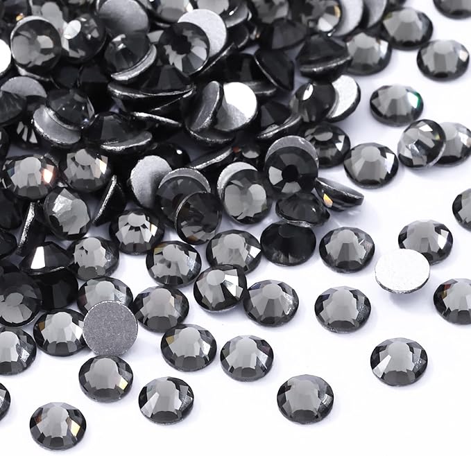 Meibite Gray Flatback Rhinestones, Glass Rhinestones for Nail Art and Craft, Glue Fix, Loose Crystal Gemstones(Gray, SS30, 288pcs, 6.4-6.6mm)