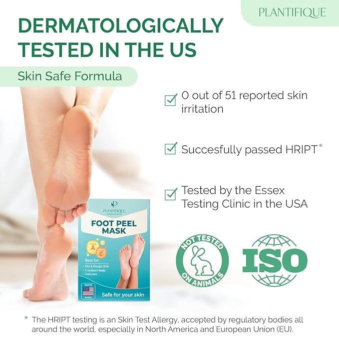 PLANTIFIQUE Foot Peeling Mask - Peeling Foot Mask Dermatologically Tested Repairs Heels & Removes Dry Dead Skin for Baby Soft Feet (Jasmine, 1 Count (Pack of 2))