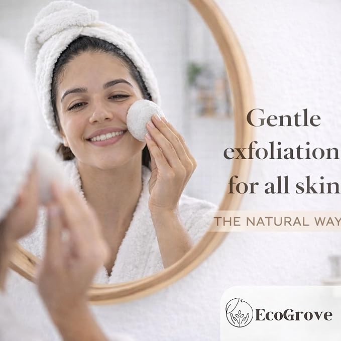 EcoGrove Konjac Face Sponge – Natural Luxury Facial Cleansing Puff, Soft Exfoliating Sponge for Sensitive Skin, Plant-Based Makeup Remover, Biodegradable, Dye-Free, Fragrance-Free, Sulfate-Free