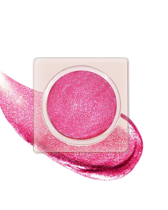 Sparkle Single Eyeshadow Cream, Rose Pink Glitter Highly Pigmented Eye Shadow, Long-Lasting Blendable Shimmer Eyeshadow, Lightweight Eye Shadow Makeup Palette Christmas Party Gift for Women Girls-07