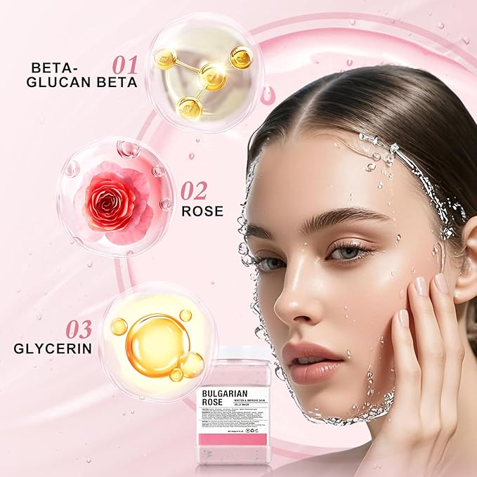 LUCKY CAT Jelly Mask for Facials Professional, Hydrating & Moisturizing Peel-Off Gel Jelly Face Mask Skin Care for Deep Hydration & Glow, Professional Spa Use for All Skin Types 23 Fl Oz (Rose)