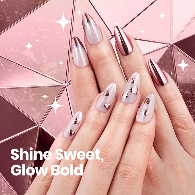 Beetles Pink Chrome Nail Powder Metallic Mirror Effect Chrome Powder for Nails Gel Polish Pink DIY Decoration Nail Manicure Nails Art Design Gift for Women