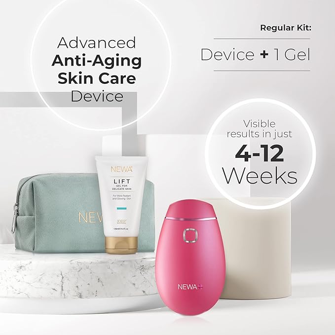 NEWA RF Wrinkle Reduction Device (Wireless) - Skincare Tool for Facial Tightening. Boosts Collagen, Reduces Wrinkles. with 1 Month Gel Supply