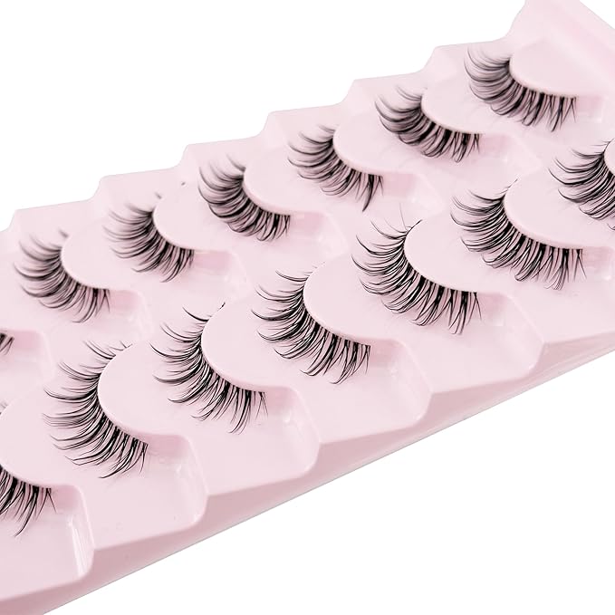 Manga Lashes Yasnai Wispy Natural Look Lashes Anime False Eyelashes Volume Lashes Fake Lashes 13mm Spiky Korean Japanese Asian Cosplay 3D Eye Lashes 7 Pairs Pack