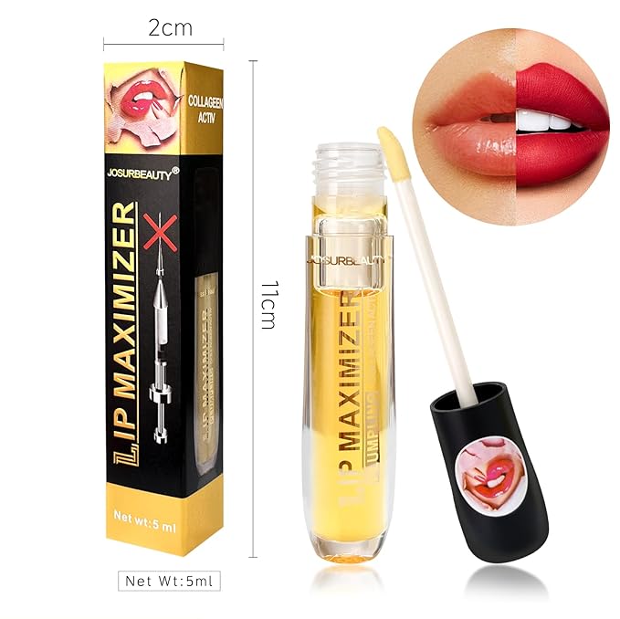 JOSURBEAUTY two faced lip injection extreme lip plumper gloss - hydrating lip oil & lip mask for plump, smooth lips, Hydrating & Reduce Fine Lines 5ML