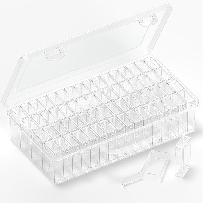 VANSUNS 64-Grid Diamond Painting Storage Containers, Portable Transparent Diamond Art Organizer, Which Are Suitable for Quick DIY, Beads and Diamond Art Storage Containers