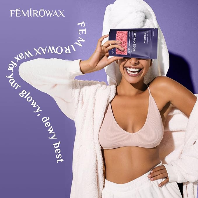 FEMIROWAX Wax Beads, 1lb Hard Wax Beans for Hair Removal Sensitive Skin with Rose Formula Waxing Beads for Full Body Brazilian Bikini Face Eyebrow at Home Wax Refill for Women Men