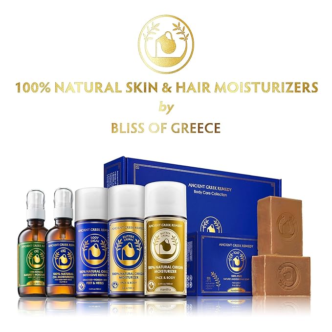 Ancient Greek Remedy Body Oil - Organic After Shower Face Oil & Body Moisturizer for Dry Skin - Almond, Jojoba, Olive, Lavender, Vitamin E Oils - Natural Clean Facial Skincare for Women & Men 4 oz