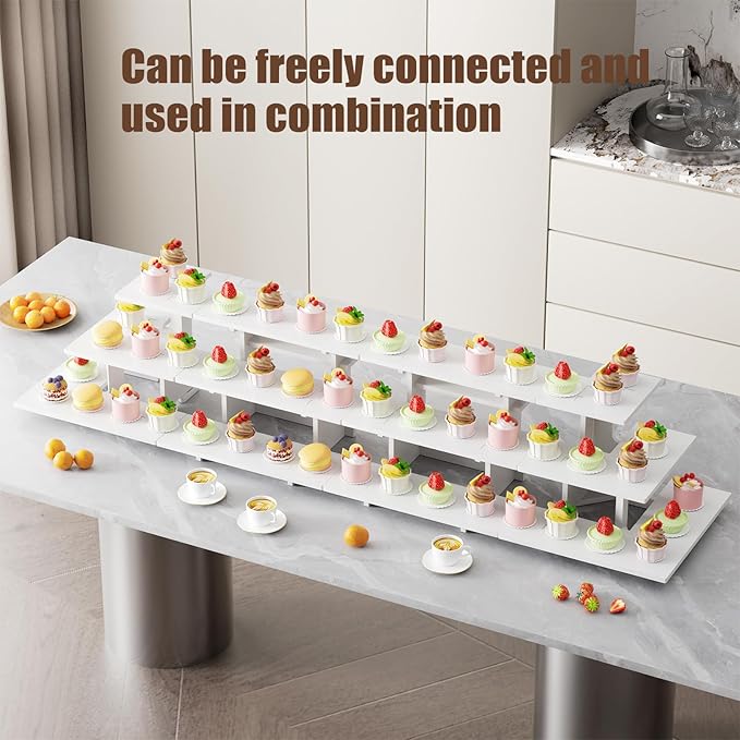 3 Tiers Farmers Market Stand, Display Stand Portable for Store White Display Stands for Vendor events, Cupcake, Candles, Glasses, Jewellery, Display Shelves for Vendors