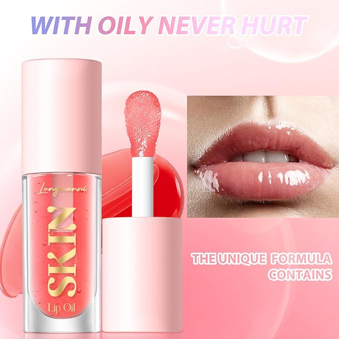 LANGMANNI Moisturizing Lip Oil,No-Sticky Lip Gloss Lip Balm Lip Care,Fruit Flavoured Lip Oil For Dry Lip's Moisturizing Hydrating And Nourishing ((Chocolate))