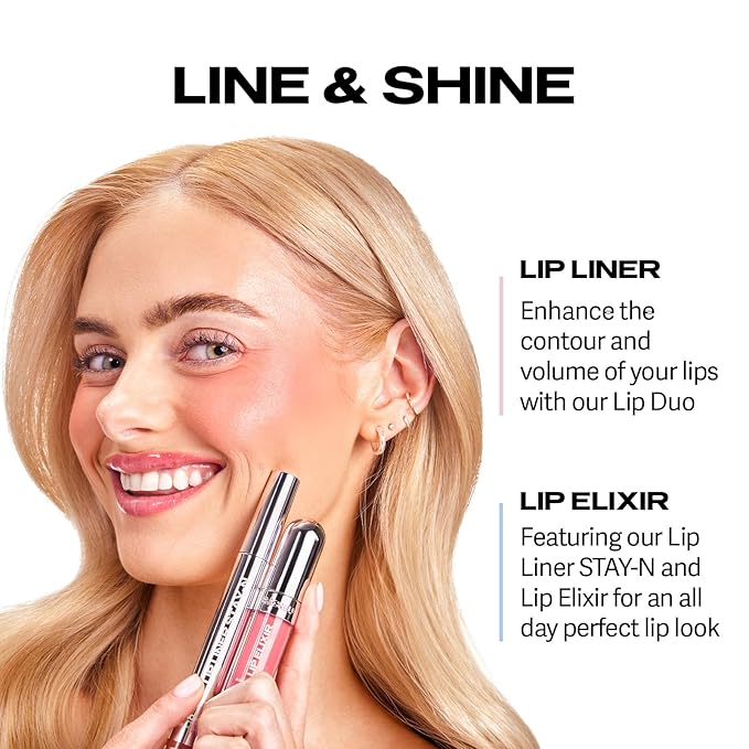 Sacheu Lip Liner STAY-N Peel Off Lip Stain — Long Lasting Waterproof Lip Tint with Hyaluronic Acid & Vitamin E — Transfer Proof Matte Finish, Vegan & Cruelty-Free (p-INKED & Bunny Ear)