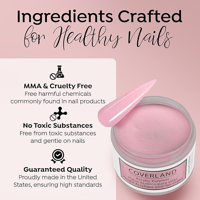 Tones Coverland Acrylic Nail Powder "Pink Sorbet" - Limited Edition Acrylic Powder for Nail Design, Sculpting, and Masking Nail Bed Imperfections - (1.5 Oz)
