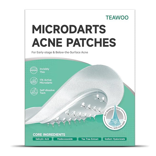 TEAWOO 72-Count Microdart Acne Patches, Hydrocolloid Pimple Patches with Salicylic Acid & Madecossoside, Microdart Zit Patches for Deep Blemishes & Early Stage Acne (Patented)