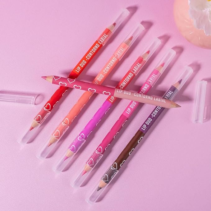 Dual-Ended Crayon Matte Lip Liner Pencil Waterproof Long-Lasting Lip Liner & Lipstick – Pink Purple & Magenta – Smudge-Proof, Hydrating, High Pigment Lip Contour Pen for Flawless Lip Makeup 05#
