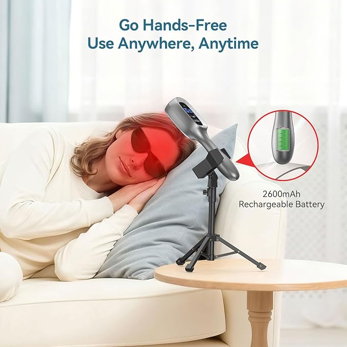 Red & Near Infrared Light Therapy Wand with Stand – Handheld Dual-Wavelength 8×808nm & 30×650nm, Rechargeable Cold Red Light Therapy Device for Home Wellness and Pet Use