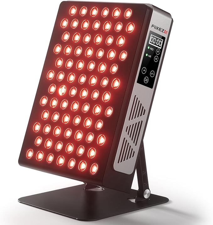 Red Light Therapy Devices, 78 pcs 4-Chip LEDs 630nm-850nm Near Infrared Light Therapy Panel, Adjustable Brightness (20-100%), Time(5-30 min) Red Light Panel for Home Office & Gym