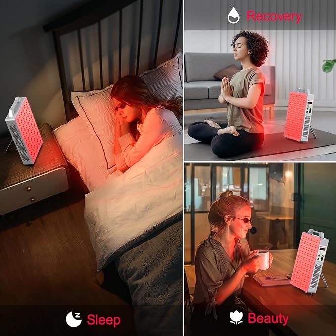 Red Light Therapy, 630/660/810/830/850nm 5 Wavelengths Red Near Infrared Light Device with 60 Dual Chip Clinical Grade LEDs, Remote Control, Timer for Face, Body, Pain Relief, BO-300 (White)