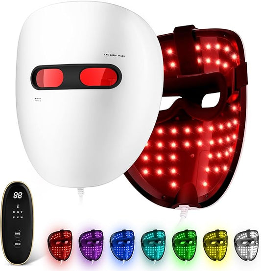 Red Light Mask for Face,Infrared Light Face Mask, 7+1 Color Red Light Face Mask Set with 850nm Near Infrared