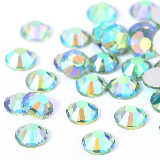Light Green AB Rhinestones Crystals Rhinestone for Crafts Glass Flatback Gems and Rhinestones for Nails Art Makeup Bags Shoes Decoration DIY(SS10,1440pcs,Light Green AB)