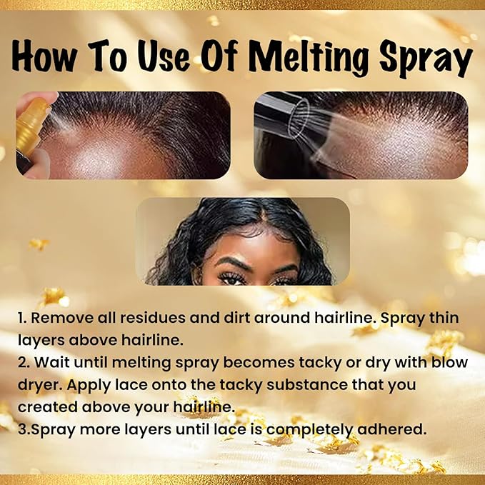 Brzeaf Lace Melting Spray And Wig Band(120ml), Extreme Hold, Melting Spray For Lace Wigs, Strong Natural Finishing Hold, Dries Quickly, Wig Melting Spray & Hair Adhesive for Wigs