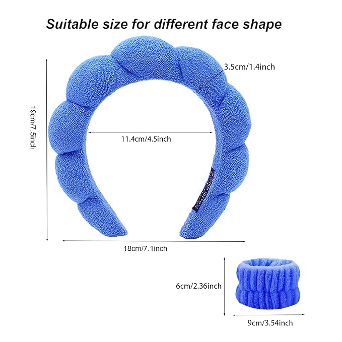 KYHYFJMD Spa Headbands for Washing Face Soft Puffy Bubble Headbands Wristband for Women Girls Makeup Skin Care Facial Beauty Shower Towel Hairband