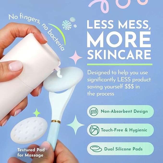 Serum Applicator for Face Meadow Green Reusable Skincare Applicator Serums, Oils, Medicated Ointments, Sunscreen, Makeup, Face Cream Applicator, Cooling & Warming Face Massager Tool by LUNAESCENT